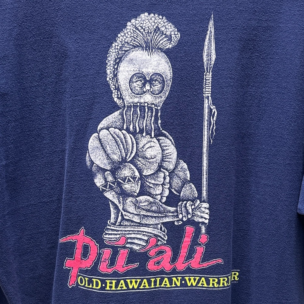 Vintage 90s Hawaiian Strength T-Shirt Pu'ali Warrior XXL Single Stitch Faded